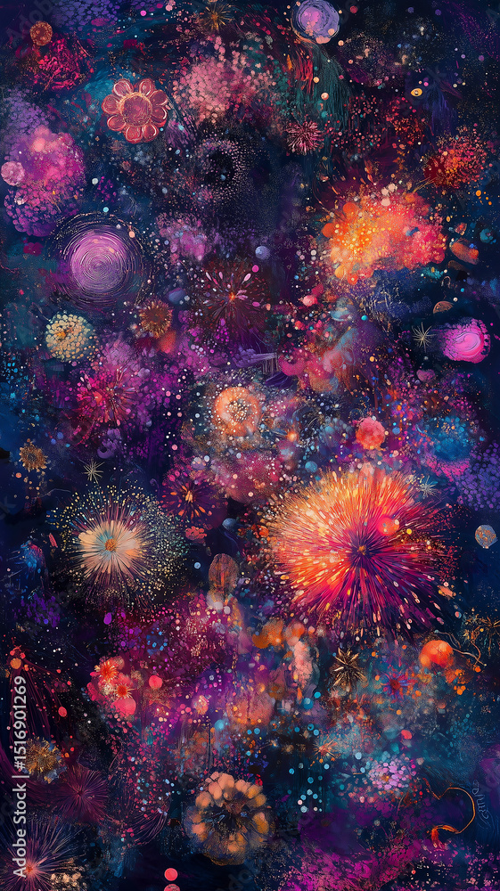 Fototapeta premium abstract fourth of July or new years party fireworks background - a festive colorful artistic background for a celebration or holiday with vivid colors