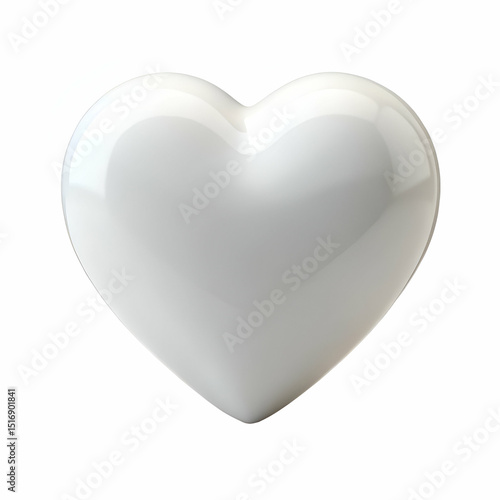 Glossy white heart symbol isolated on white background perfect for love concepts
