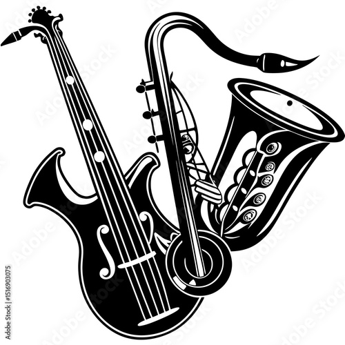 music instrument  silhouette on a white background