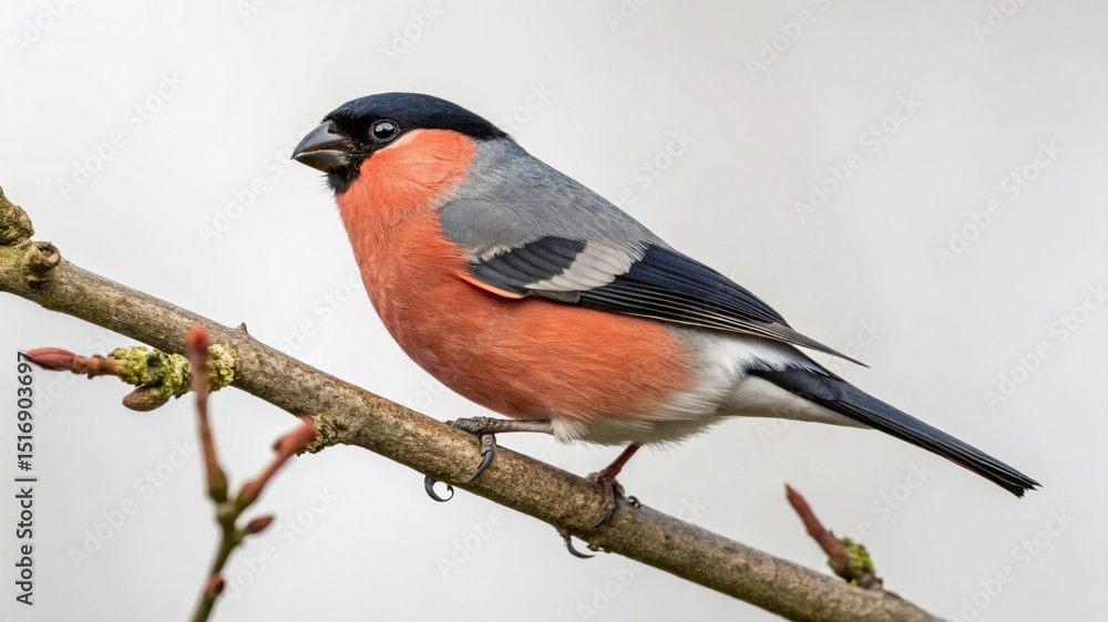 Fototapeta premium Eurasian Bullfinch on studio background