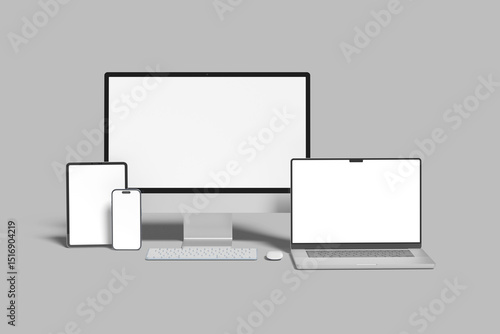 Tapety artystyczne Multi devices responsive website blank mockup template