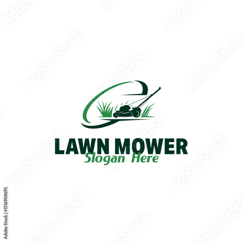 lawn mower logo design vector inspiration