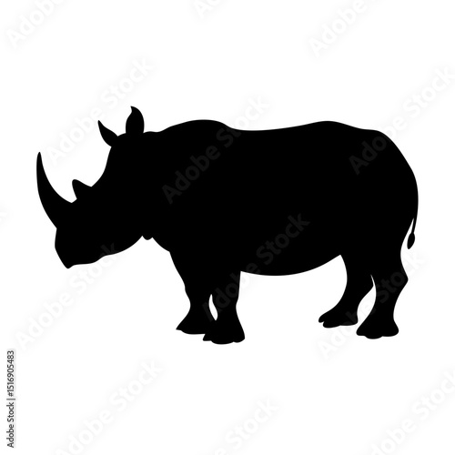 Black rhinoceros silhouette vector illustration for wildlife animal conservation design