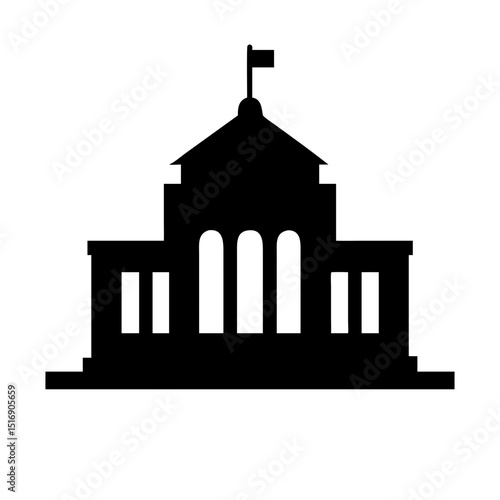 Government building silhouette vector illustration of courthouse state capitol architecture