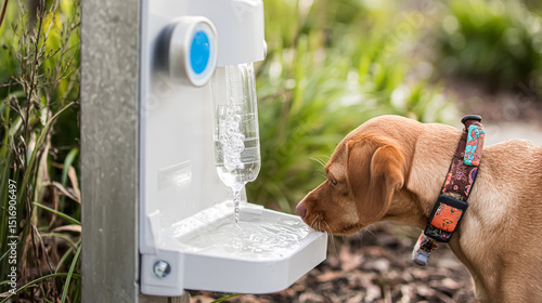 Pet water and dry food dispenser with automatic gravity refill.