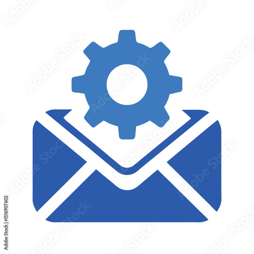Blue Email Icon with Gear Symbol