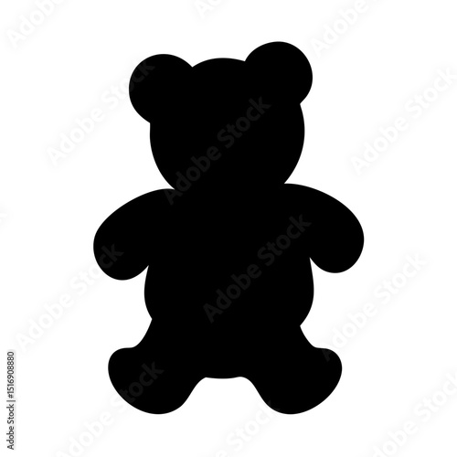 Black teddy bear silhouette vector illustration for toy store logo and graphic design projects