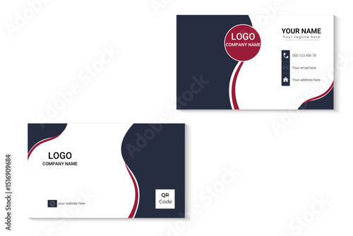 Double sided Business card template with editable vector shapes