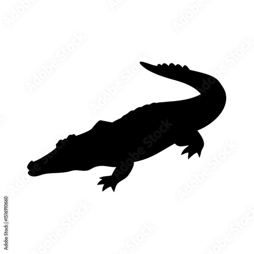 Alligator silhouette vector image reptile illustration wildlife predator animal danger swamp crocodylus