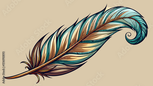 A single feather tattoo curves gently along the forearm. Close-up reveals detailed barbs and soft shading, giving it a light, airy effect, symbolizing freedom and spiritual upliftment in minimalist fo