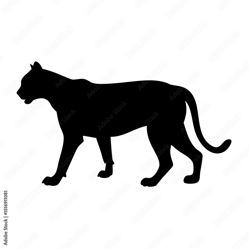 Obraz premium Black panther silhouette vector illustration of wildlife animal feline predator design graphic art