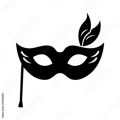 Downloadable vector image of a masquerade mask with feathers for party and costume design use