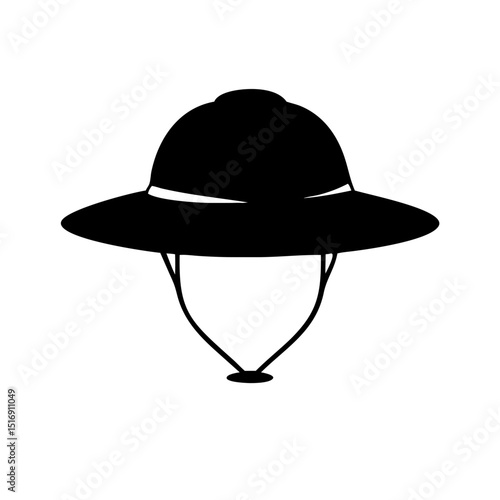 Illustration of pith helmet safari hat tropical sun helmet headwear exploration travel adventure gear icon
