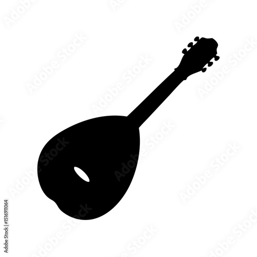 Isolated mandolin silhouette vector illustration for musical instrument design and art projects