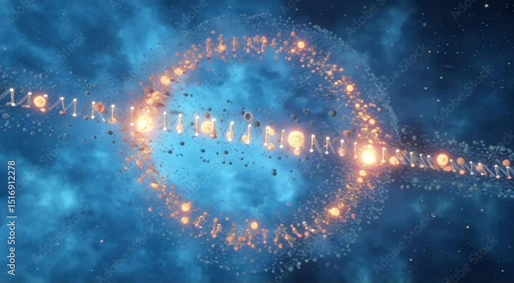 Dna helix cosmic nebula genetic code science