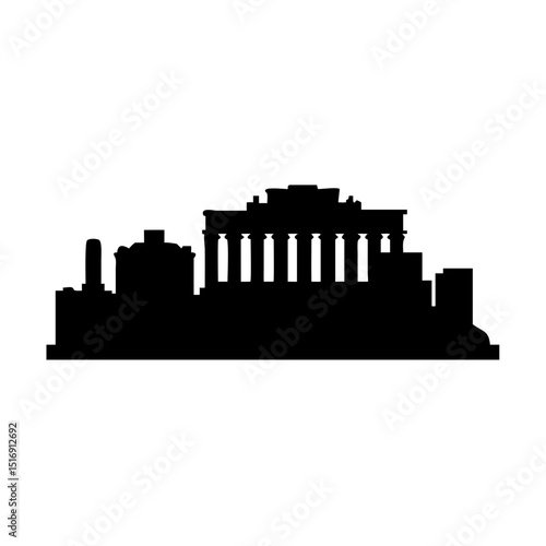 Silhouette of athens greece skyline vector illustration famous landmark parthenon acropolis travel destination