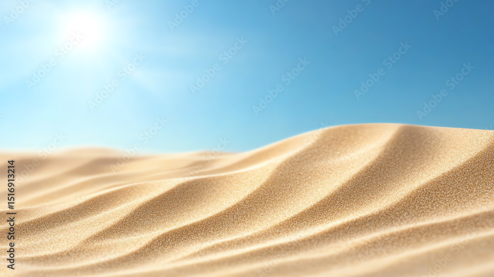Vast golden sand dunes under a clear blue sky, showcasing the natural beauty and serenity of the desert landscape. Vast golden sand dunes under a clear blue sky, showcasing the natural beauty and serenity of the desert landscape.