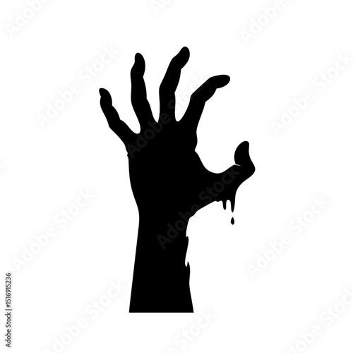 Zombie hand halloween horror dead spooky monster silhouette graphic vector illustration design