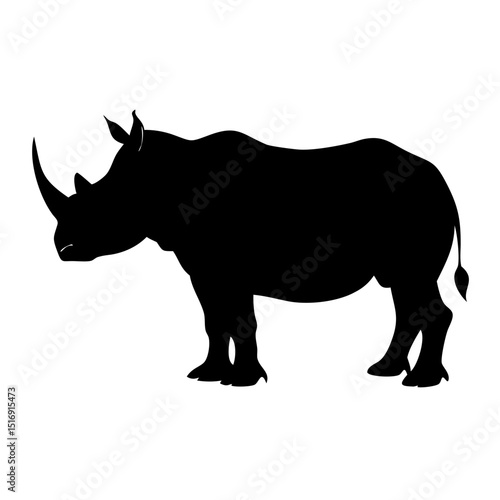 Black rhinoceros silhouette vector illustration african wildlife endangered species animal icon art design