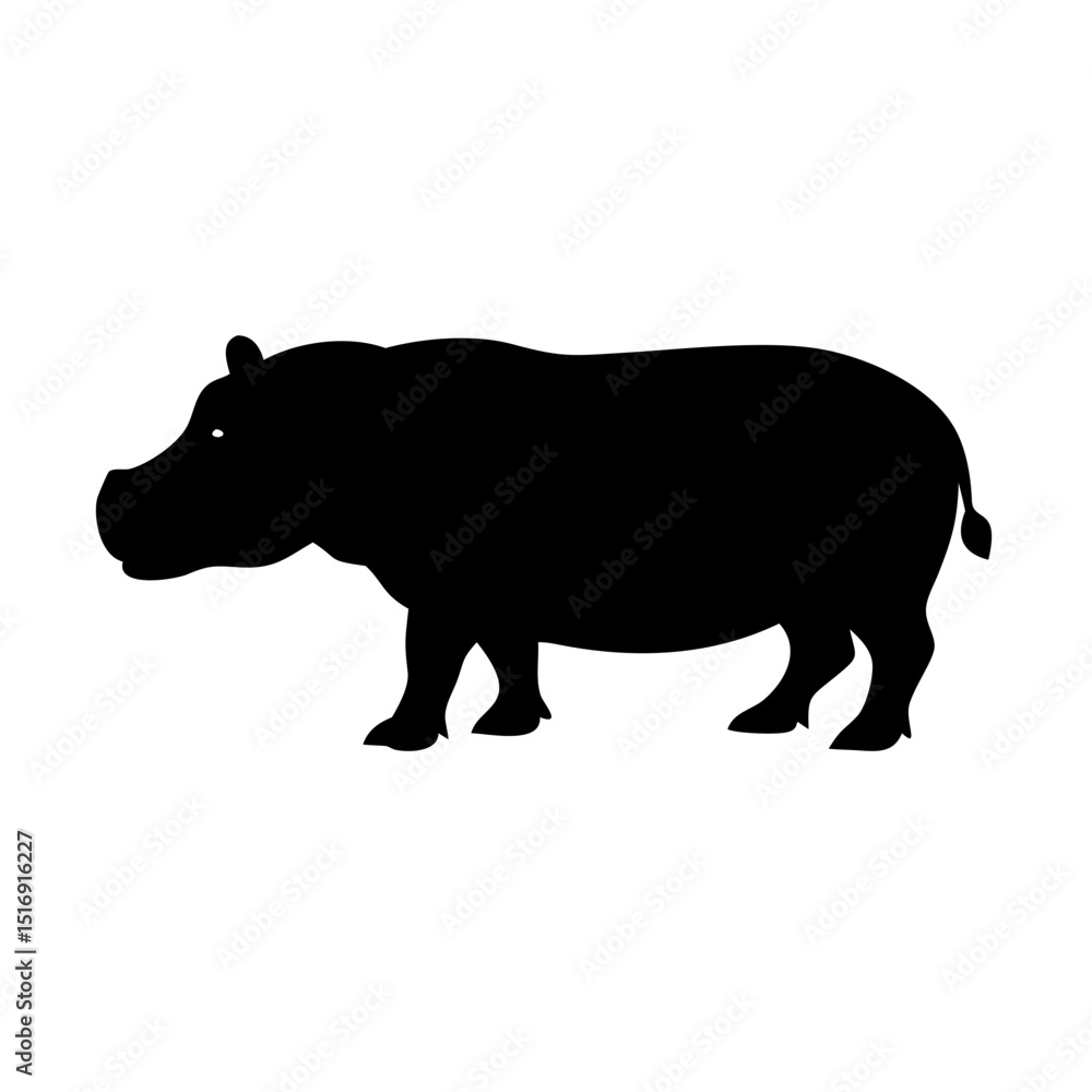 Obraz premium Hippopotamus vector illustration silhouette african animal mammal wildlife zoo safari black hippo art