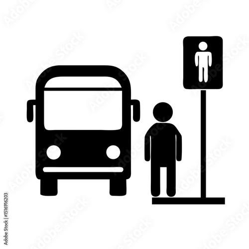 Bus stop transportation public transit passenger waiting icon vector illustration design element