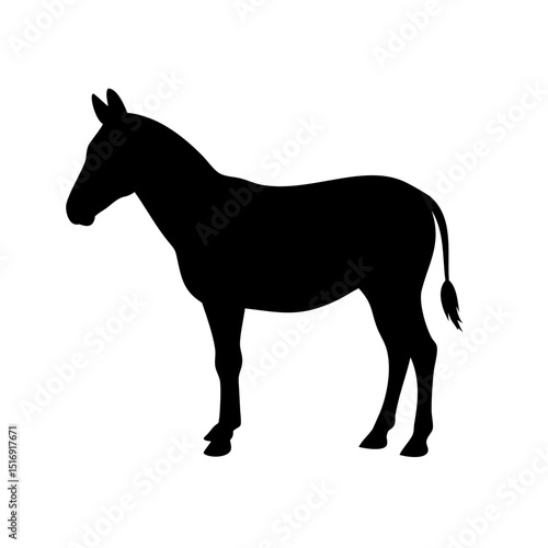 Black silhouette of a zebra standing animal wildlife mammal african plains equine design zoo art
