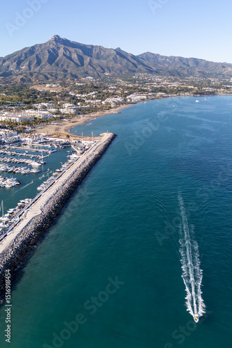 Aerial view of La Concha and Puerto Banús.