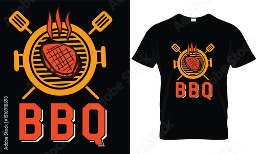 BBQ T-shirt design vector.