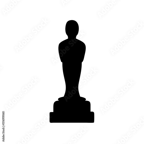 Oscar award statue silhouette vector, film industry award, hollywood award, acting award icon