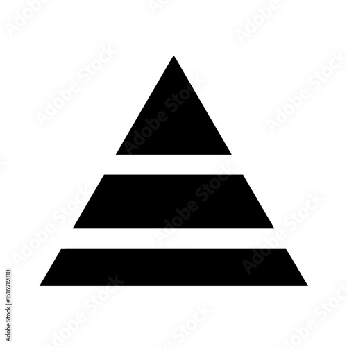 Black layered pyramid diagram illustration for business presentation and hierarchy concept