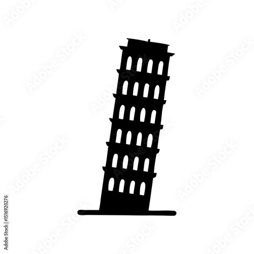 Leaning tower of pisa silhouette vector art for travel italy landmark architecture design icon