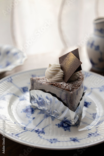 Chocolate cake on a plate 