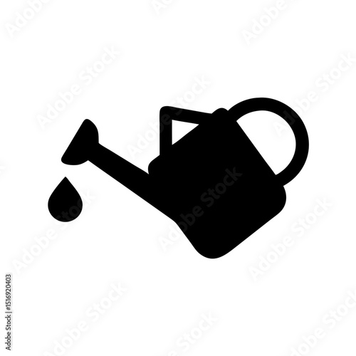 Watering can garden tool plant care gardening equipment irrigation water drop agriculture vector icon