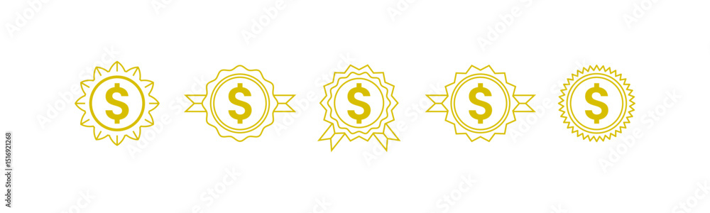 Compensation Icon Set, Bonus label icon, simple isolated flat, Dollar badge Compensation Icon Set, Bonus label icon, simple isolated flat, Dollar badge