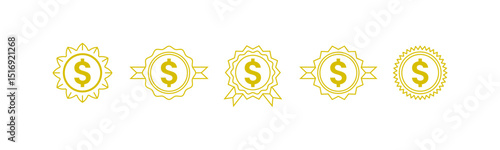 Compensation Icon Set, Bonus label icon, simple isolated flat, Dollar badge