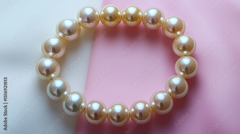 Pearl bracelet on pastel background Pearl bracelet on pastel background