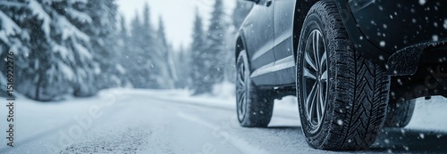 Driving through a winter wonderland on snow-covered roads