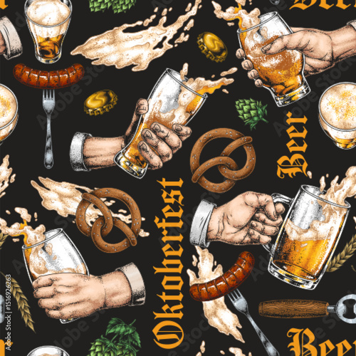 Beer fest with pretzels and sausages