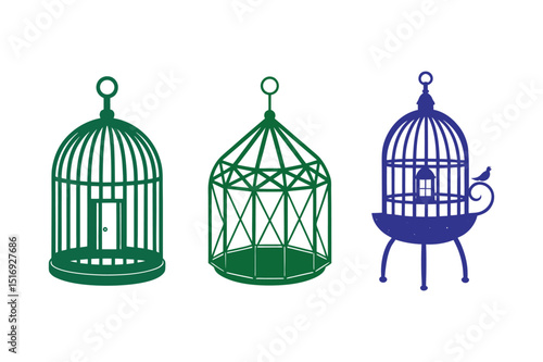 birdcage with a bird vector art