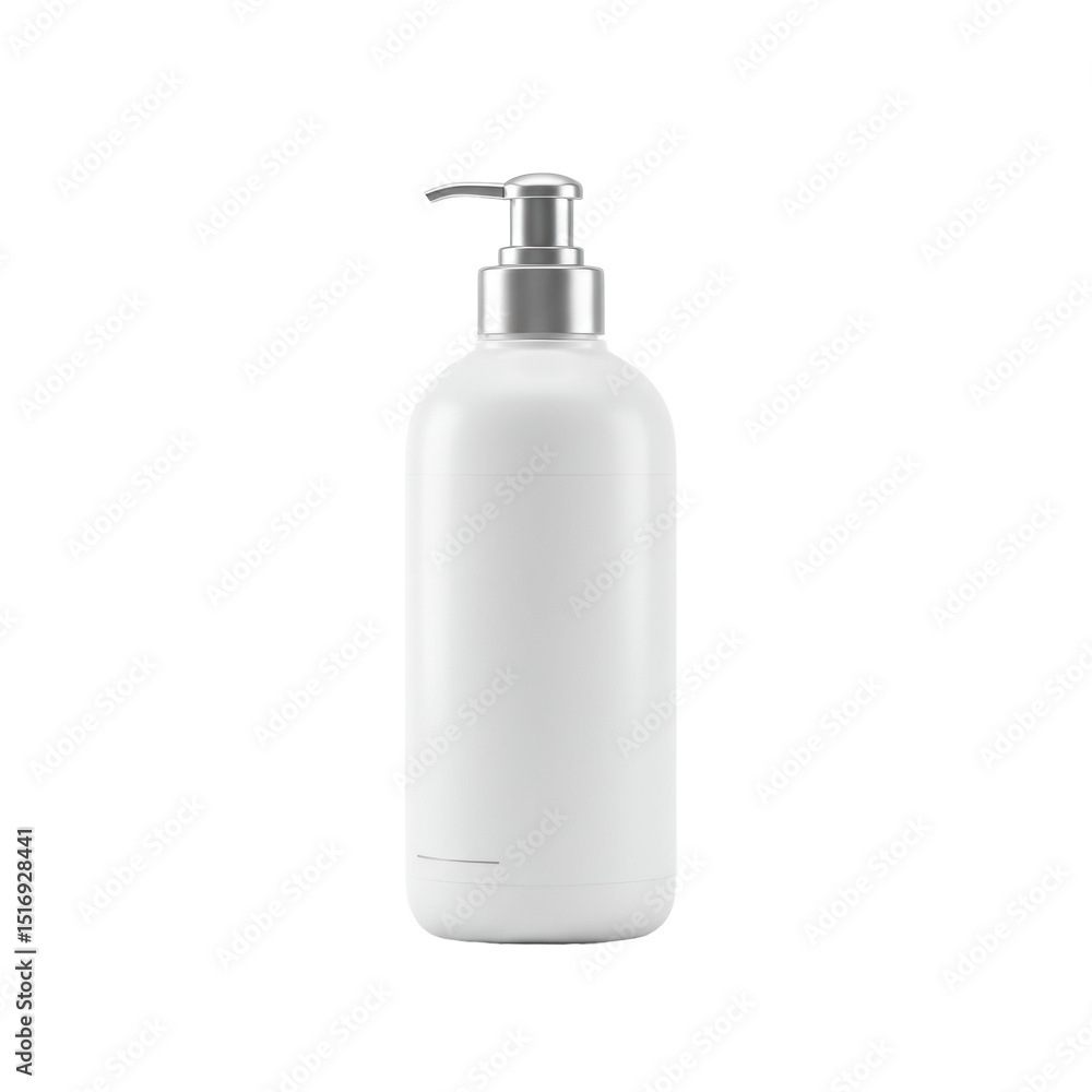 White plastic conditioner bottle with a vibrant label on a clean white plain isolated background, captured in a 3/4 view with clear contours, perfect for cosmetic product advertising White plastic conditioner bottle with a vibrant label on a clean white plain isolated background, captured in a 3/4 view with clear contours, perfect for cosmetic product advertising