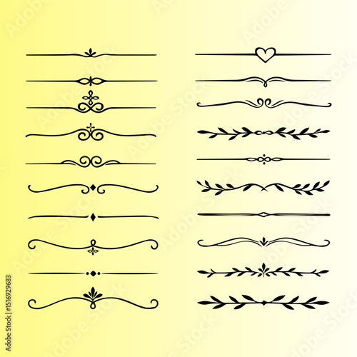 Elegant Vector Decorative Dividers and Flourishes Set for Design Projects Isolated on White Background