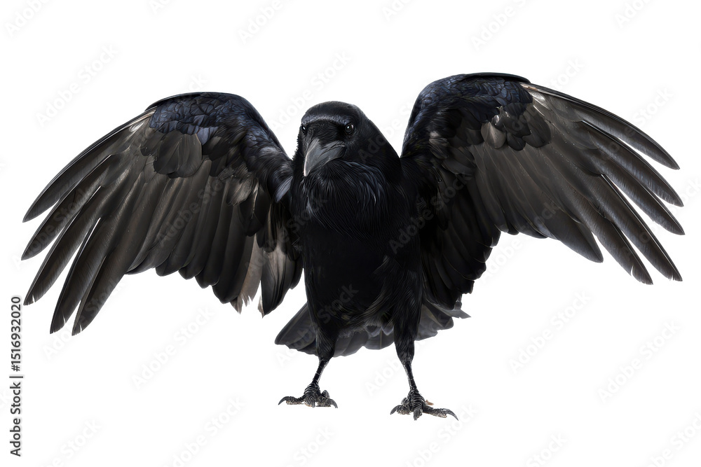 Obraz premium Majestic Black Crow with Wings Spread Wide High-Resolution Photo