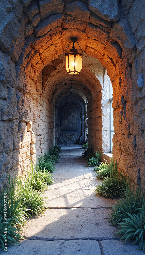 Obraz premium 3d stone antique corridor