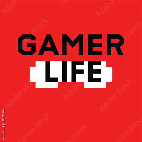 Gamer life typography design with transparent background suitable for gaming enthusiasts