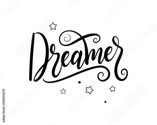 Handwritten Dreamer Typography with Stars Design Element