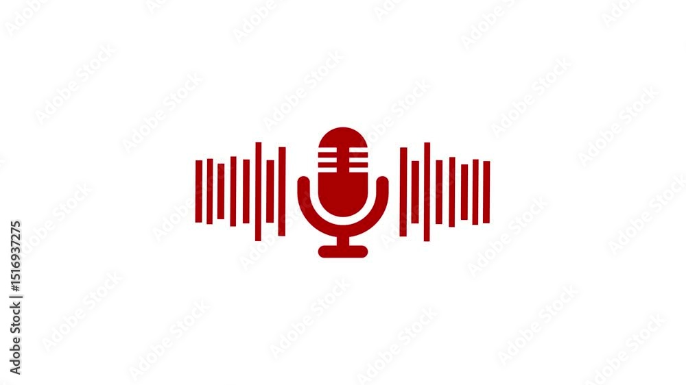 Minimalist Microphone and Sound Waves Animated, Voice Signal Animation with Microphone Sound Waves Effect Minimalist Microphone and Sound Waves Animated, Voice Signal Animation with Microphone Sound Waves Effect