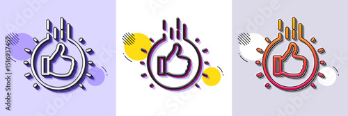 Like hand line icon. Halftone dotted pattern. Gradient icon with grain shadow. Thumbs up finger sign. Brand ambassador gesture symbol. Line like hand icon. Various designs. Vector