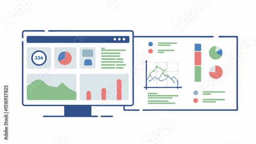 Streamlining business strategy with insightful data analysis presented on a dual screen display in