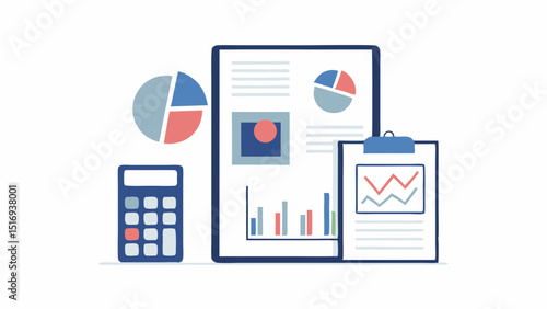 Analyzing financial data a modern calculator aiding business decisions with colorful graphic charts