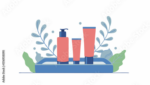 A curated collection of skincare essentials promising radiant beauty set amidst botanical elegance